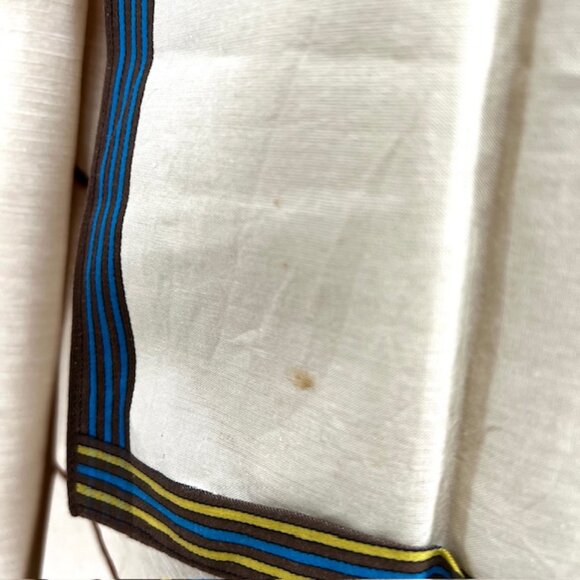 ew  set of 2 Pierre Cardin  handkerchiefs cotton 18" olive brown stripe (65 - Picture 7 of 9